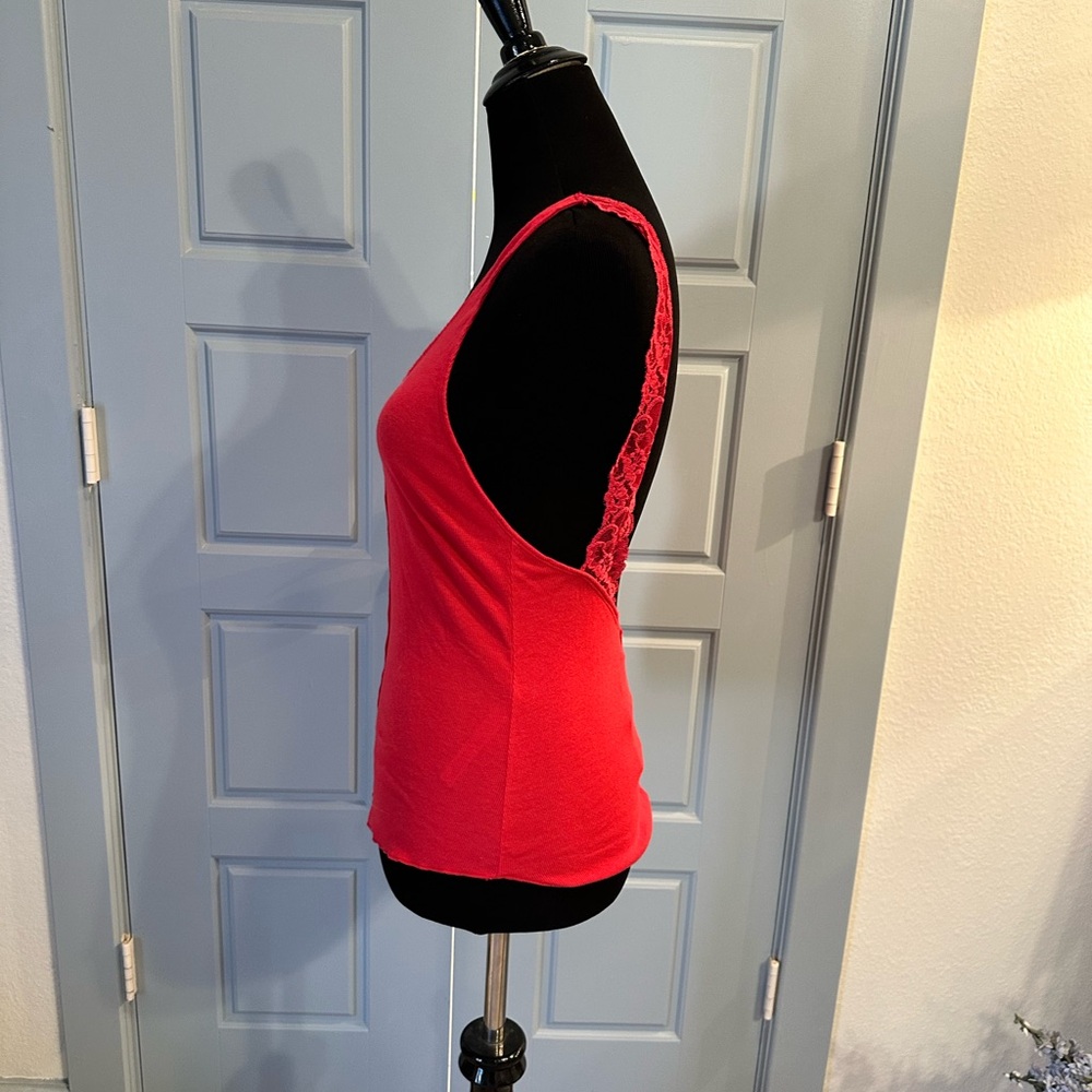 Red Hot! NWT Free People Flipside Cami Tank Red Lace- Sz. MED - Picture 8 of 10